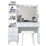 Hanah Home Mesa de Maquillaje BJ155 - 3852 con Iluminación y Puff